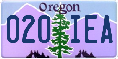 OR license plate 020IEA