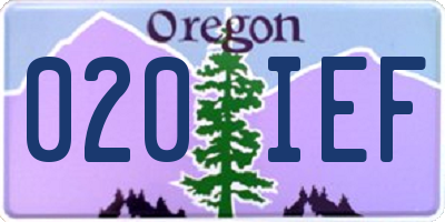 OR license plate 020IEF