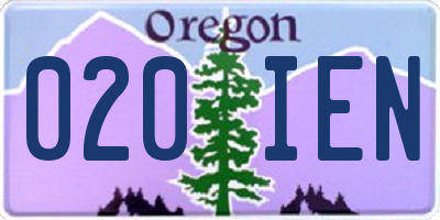 OR license plate 020IEN