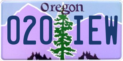 OR license plate 020IEW