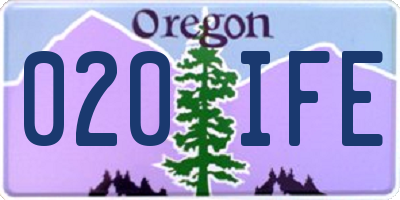 OR license plate 020IFE
