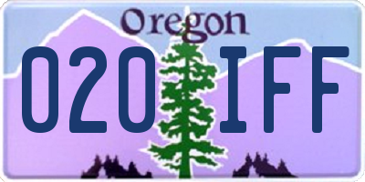 OR license plate 020IFF