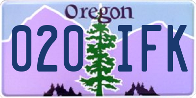 OR license plate 020IFK