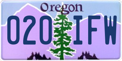 OR license plate 020IFW