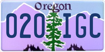 OR license plate 020IGC