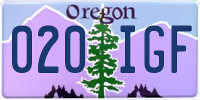 OR license plate 020IGF
