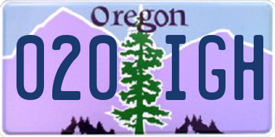 OR license plate 020IGH