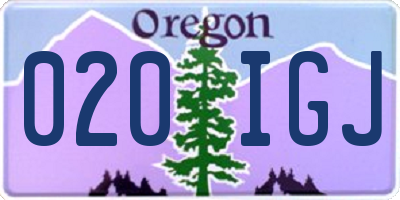 OR license plate 020IGJ