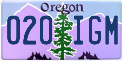 OR license plate 020IGM