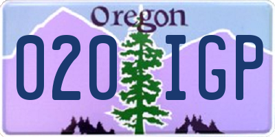 OR license plate 020IGP