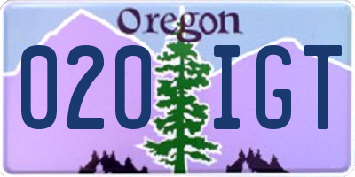 OR license plate 020IGT
