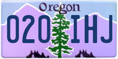 OR license plate 020IHJ