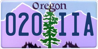 OR license plate 020IIA