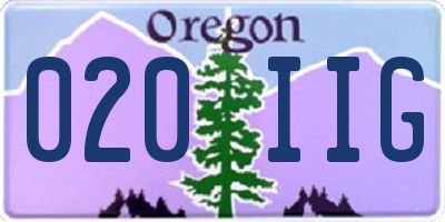 OR license plate 020IIG