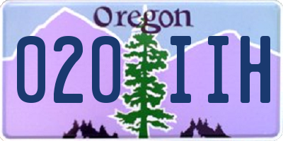 OR license plate 020IIH