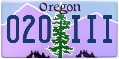 OR license plate 020III