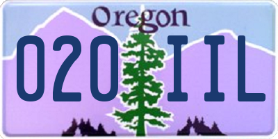 OR license plate 020IIL