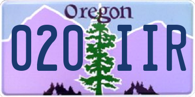 OR license plate 020IIR