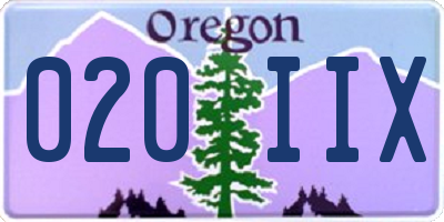 OR license plate 020IIX