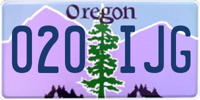 OR license plate 020IJG