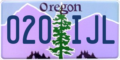 OR license plate 020IJL