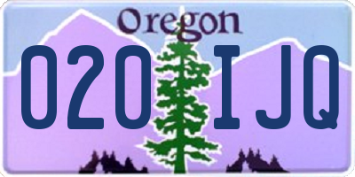 OR license plate 020IJQ