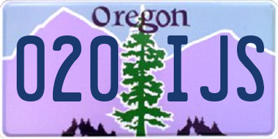 OR license plate 020IJS