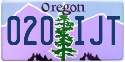 OR license plate 020IJT