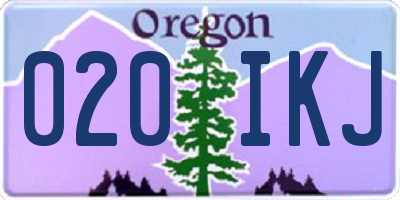 OR license plate 020IKJ