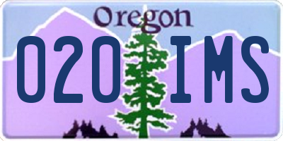 OR license plate 020IMS