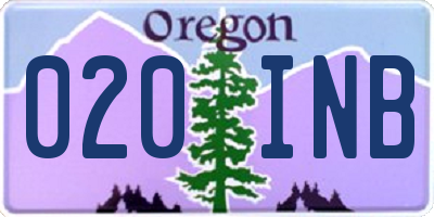 OR license plate 020INB
