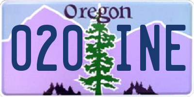 OR license plate 020INE