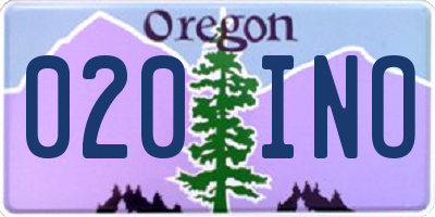 OR license plate 020INO