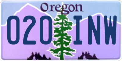 OR license plate 020INW