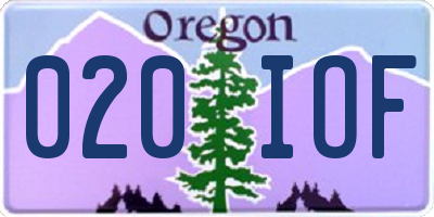 OR license plate 020IOF