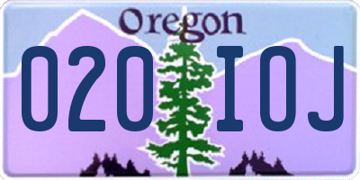 OR license plate 020IOJ