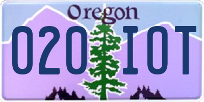 OR license plate 020IOT
