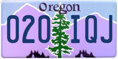 OR license plate 020IQJ