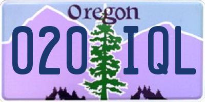 OR license plate 020IQL