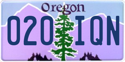 OR license plate 020IQN