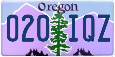 OR license plate 020IQZ