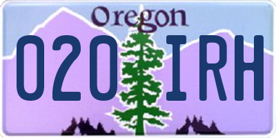 OR license plate 020IRH