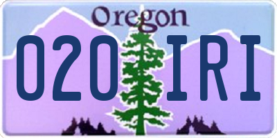 OR license plate 020IRI