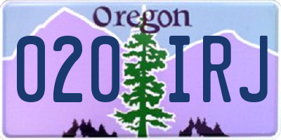 OR license plate 020IRJ