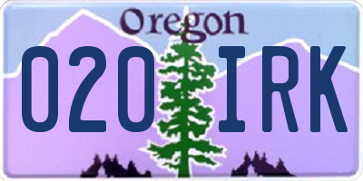 OR license plate 020IRK