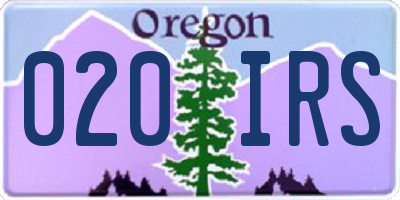 OR license plate 020IRS