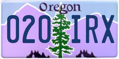 OR license plate 020IRX