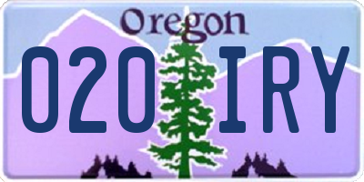OR license plate 020IRY