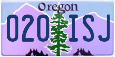 OR license plate 020ISJ