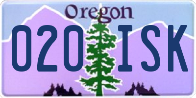 OR license plate 020ISK